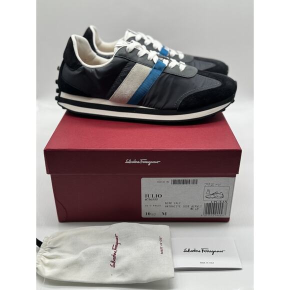 Salvatore Ferragamo Iulio Suede/Nylon Gancini Icon Sneakers sz. 10.5 us - Picture 1 of 12